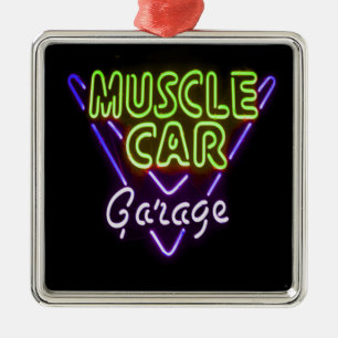 Adorno Metálico Masculino Garaje Neon Rótulo Azul Verde
