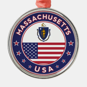 Adorno Metálico Massachusetts, pegatina de Massachusetts, estuche 