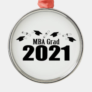 Adorno Metálico MBA Grad 2021 Caps And Diplomas (Black)