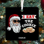 Adorno Metálico Me Comí Los Famosos Chistes De Santa Navidades De<br><div class="desc">El gracioso adorno navideño de Santa Claus para una risa fúnebre. El diseño presenta a Santa Claus usando gafas de sol y chiste sucio "Me como la galleta". Fondo negro. Excelente decoración de árbol de Navidad navideño.</div>