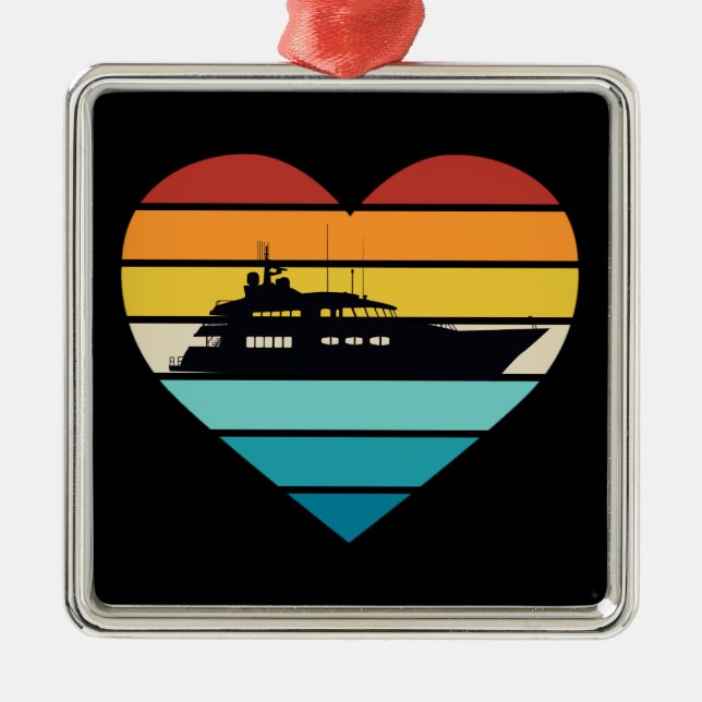 Adorno Metálico Me Encanta El Capitán Del Yate Barco Retro Sunset (Frente)