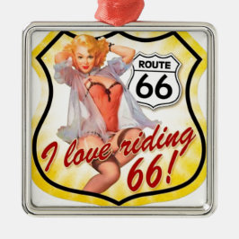 Adorno Metálico Me encanta el Chica de Ridding Route 66 Pin Up