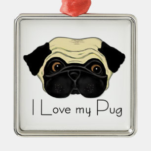 Adorno Metálico Me encanta mi pug lindo pug y mi cita de amor