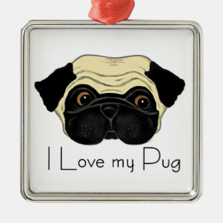 Adorno Metálico Me encanta mi pug lindo pug y mi cita de amor