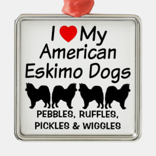 Adorno Metálico Me encantan mis cuatro perros esquimales americano