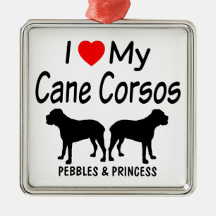Adorno Metálico Me encantan mis dos perros de cane corso