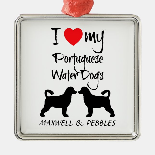 Adorno Metálico Me encantan mis perros de agua portugueses (Frente)