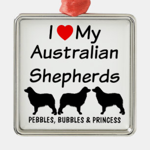 Adorno Metálico Me encantan mis tres perros pastores australianos