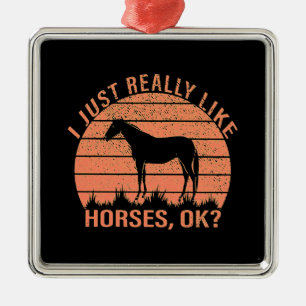 Adorno Metálico Me gustan mucho los caballos en Orange Tangerine
