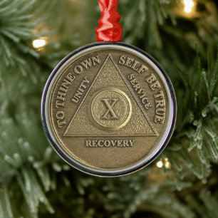Adorno Metálico Medalla de Aniversario de 10 Años Sobrio