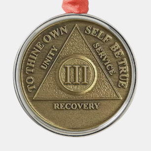 Adorno Metálico Medalla de Aniversario de 3 Años Sobrio