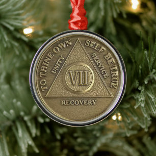 Adorno Metálico Medalla de Aniversario de 7 Años Sobrio