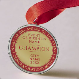 Adorno Metálico Medalla de Campeón de Oro Simple Premio Empresaria