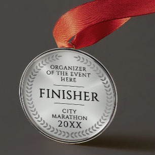 Adorno Metálico Medalla de carrera deportiva monocroma con acabado
