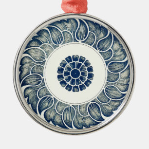 Adorno Metálico Medallón Chino: Chinoiserie Azul Índigo