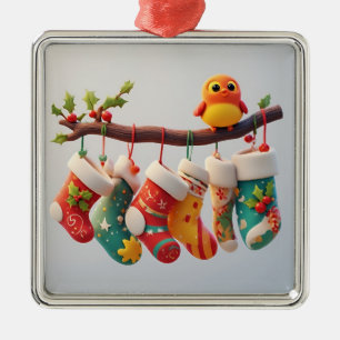 Adorno Metálico Medias Navideñas Festivas