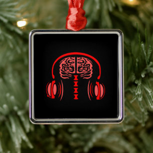 Adorno Metálico Médica Brain Tejido Escuchando música