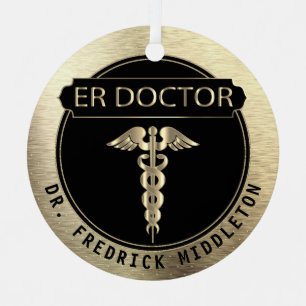 Adorno Metálico MÉDICA de ER 👨 ‍ ⚕️ - Negro y Oro