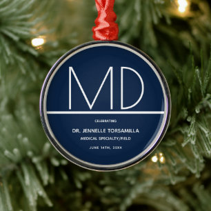 Adorno Metálico Médica de graduación MD Keepsake