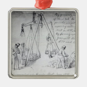 Adorno Metálico Medición del peso de piedras en la calle de