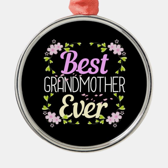 Adorno Metálico Mejor Abuela de la Historia - Floral rosa (Frente)