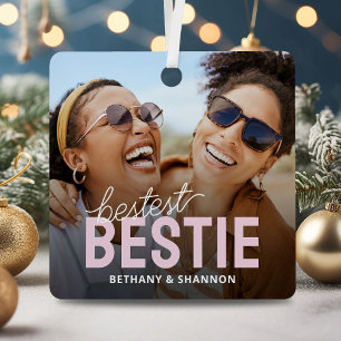 Adorno Metálico Mejor Amiga BFF Foto Navidad