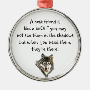 Adorno Metálico Mejor amigo Inspirador, lobo de citas
