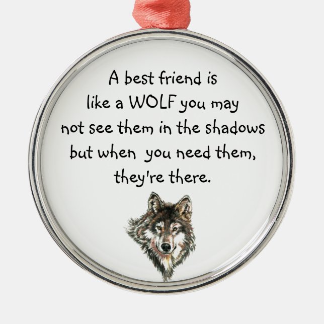 Adorno Metálico Mejor amigo Inspirador, lobo de citas (Frente)