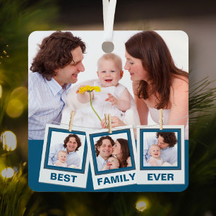 Adorno Metálico Mejor Collage de Fotos Personalizado para Familia