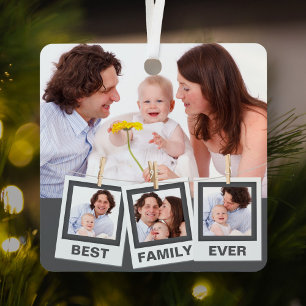 Adorno Metálico Mejor Collage de Fotos Personalizado para Familia
