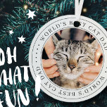 Adorno Metálico Mejor foto clásica de papá y gato del mundo<br><div class="desc">Este diseño simple y clásico está compuesto por tipografía de la síspera y agrega una foto personalizado.</div>