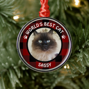 Adorno Metálico MEJOR GATO DEL MUNDO Cuadro de Búfalo Rojo y Negro