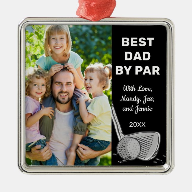 Adorno Metálico Mejor Papá Del Personalizado Par Photo Golf (Frente)