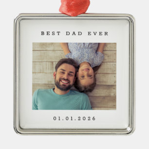 Adorno Metálico Mejor Papá Personalizado Foto Simple