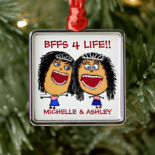 Adorno Metálico Mejores Amigas BFFS o Hermanas Caricatura PERSONAL