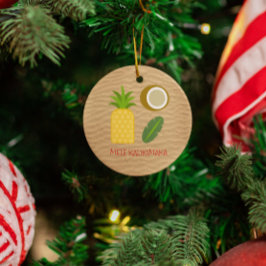 Adorno Metálico Mele Kalikimaka Navidad Hawaiana