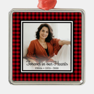 Adorno Metálico Memorial Forever En Nuestros Corazones Cuadro Rojo