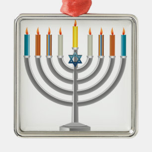 Adorno Metálico Menorah de Jánuca