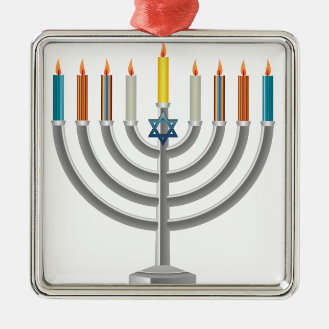 Adorno Metálico Menorah de Jánuca (Frente)