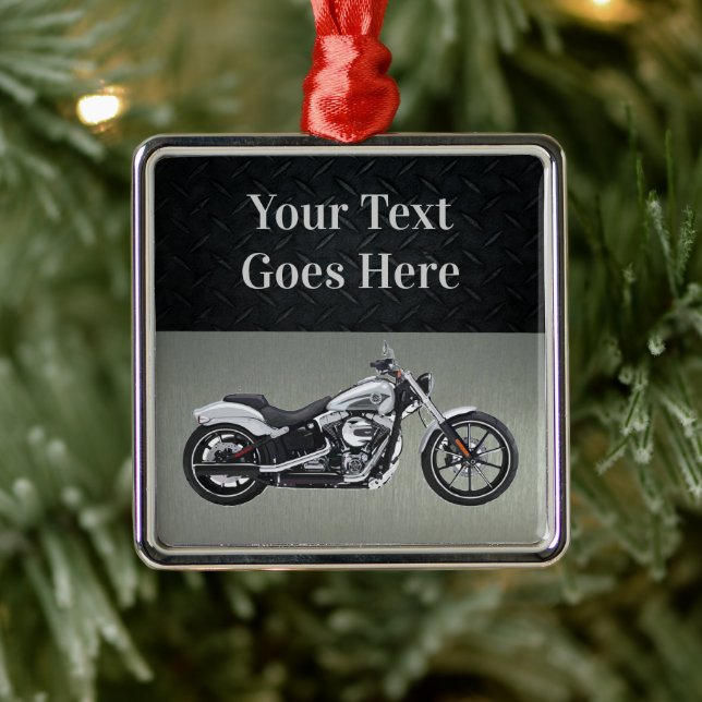 Adorno Metálico Mensaje de plata negra a los Navidades de motocicl (Árbol)
