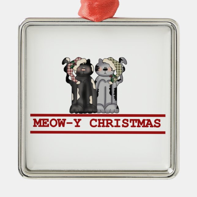 Adorno Metálico Meow-y Navidades Keepsake Ornament (Frente)
