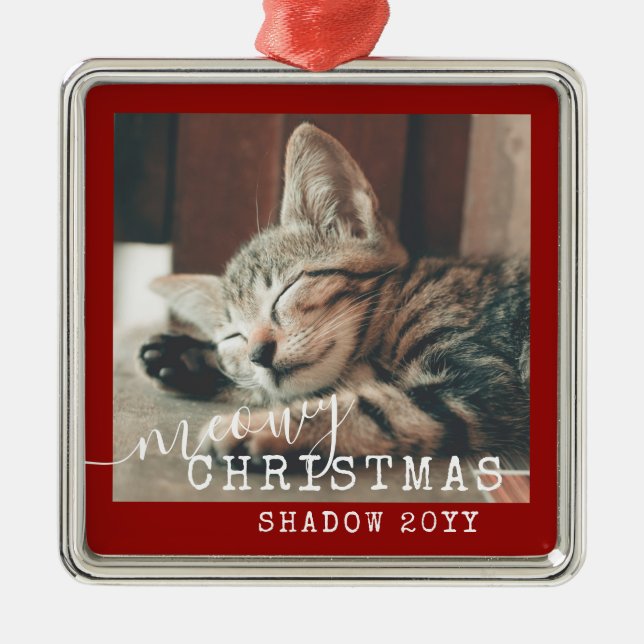 Adorno Metálico Meowy Navidades Rustic Red Silver (Frente)