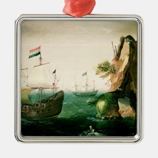 Adorno Metálico Mercadería holandesa despegó de una costa rocosa (Frente)