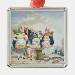 Adorno Metálico Mercado de pescados por el mar, c.1860 (aceite en