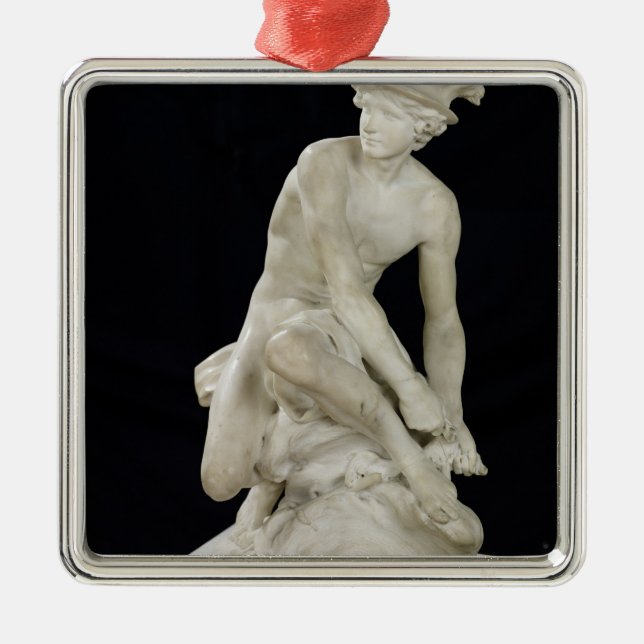 Adorno Metálico Mercury que ata sus sandalias coas alas, 1744 (Frente)