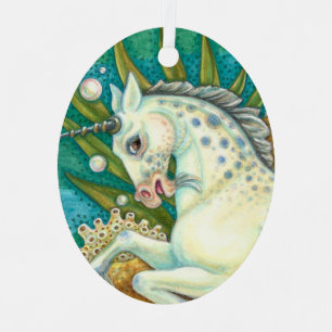 ADORNO METÁLICO MERHORSE Y OCTOPUS BLANCO, CABALLO UNICORN FANTASY