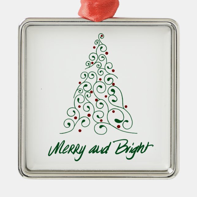 Adorno Metálico Merry & Bright Christmas Tree Ornament (Frente)