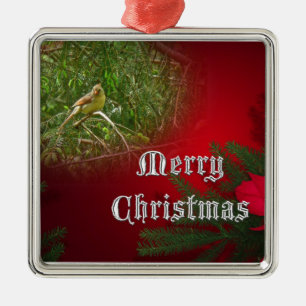 Adorno Metálico Merry Christmas Cardinal Songbird