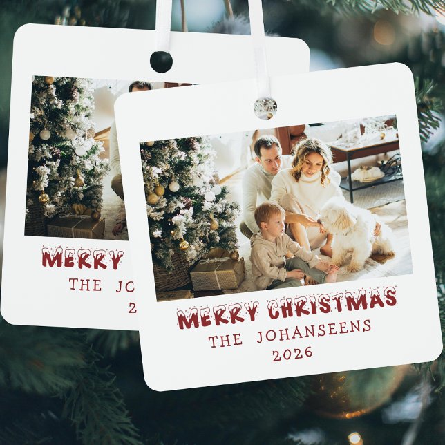 Adorno Metálico Merry Christmas Double Sided Photo Family Keepsake (Subido por el creador)