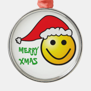 ADORNO METÁLICO MERRY CHRISTMAS FACE SANTA CLAUS